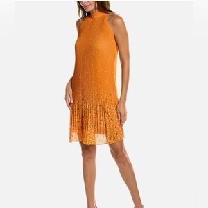 NANETTE NANETTE LEPORE Crepe Chiffon Midi Dress size 2 Color Orange